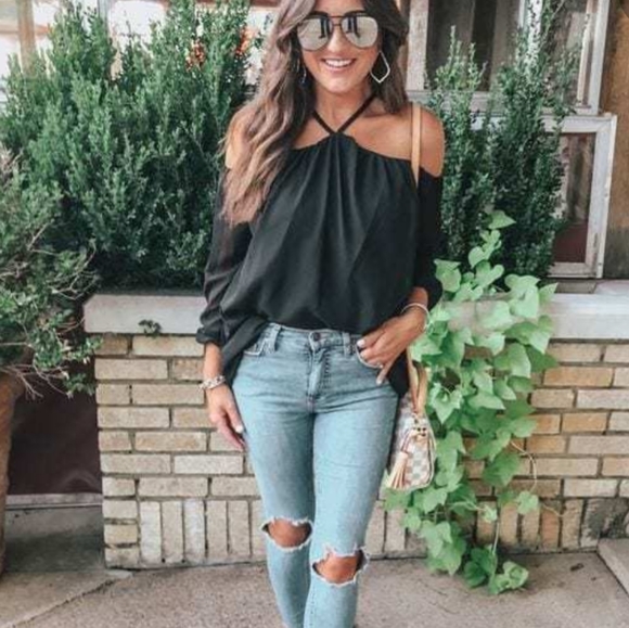 New Sexy Off Shoulder Draped Halter Top Blouse - Picture 6 of 8